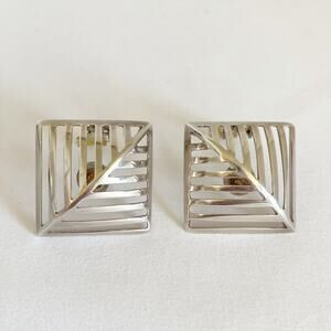 GEORG JENSEN Nana Ditzel Grates #389 Sterling Silver Clip On Earrings Vintage